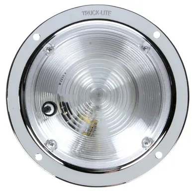 Instant Buy Truck-Lite 80350 - 80 Series Incandescent Dome Light, Round Clear, Chrome Bracket, Push Button, 12V