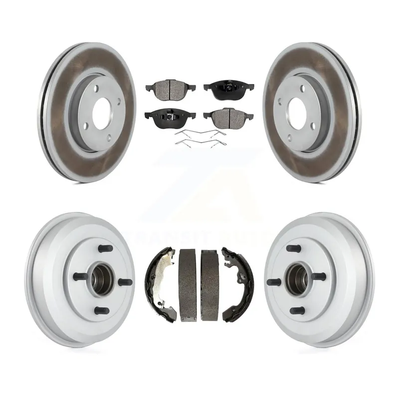 Front Rear Coated Brake Rotors Ceramic Pad Drum Kit For Ford Focus Wheel Bearing Included KGT-102546 Markdown