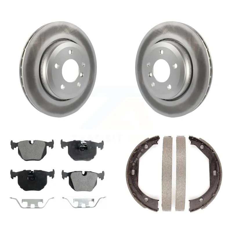 Rear Disc Coated Rotors Ceramic Pads And Parking Brake Shoes Kit For BMW 330Ci 330i 330xi KGT-103904 Mega Sale