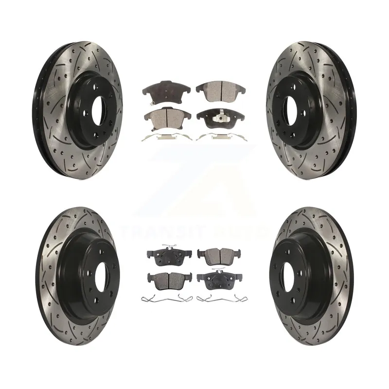 Front Rear Drill Slot Disc Brake Rotors Semi-Metallic Pad Kit For Ford Fusion Lincoln MKZ KDF-100234 Buy Direct