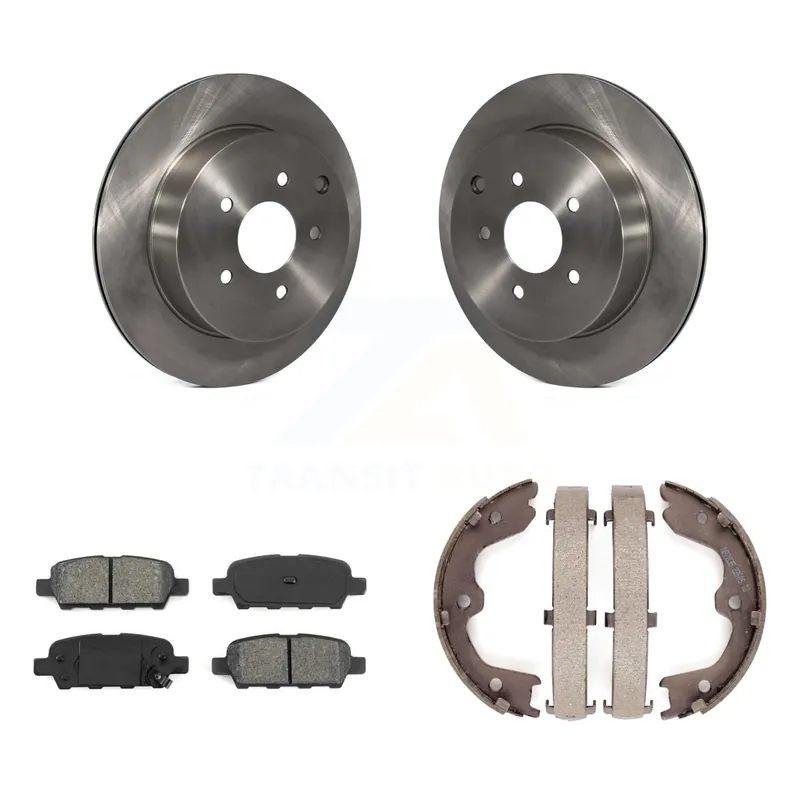 Editor’s Pick Rear Disc Rotors Semi-Metallic Pads & Parking Brake Shoes Kit For INFINITI FX35 FX45 Q60 K8S-104548